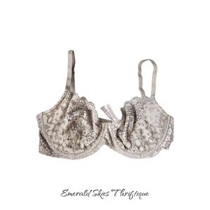 Victorias Secret 34DD Bra Gray Sheer Body by Victoria UnLined‎ Demi